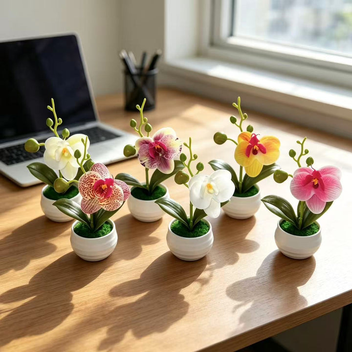 Lifelike Orchid Flower Pot Decoration