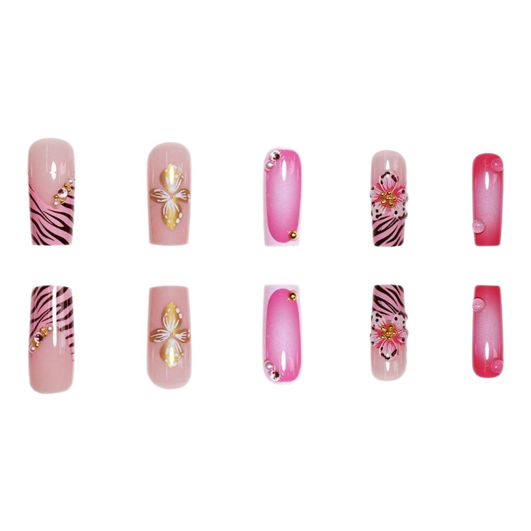 Artistic Floral Acrylic Nail Art Stornfield