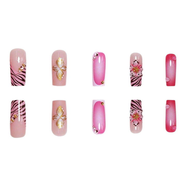 Artistic Floral Acrylic Nail Art Stornfield