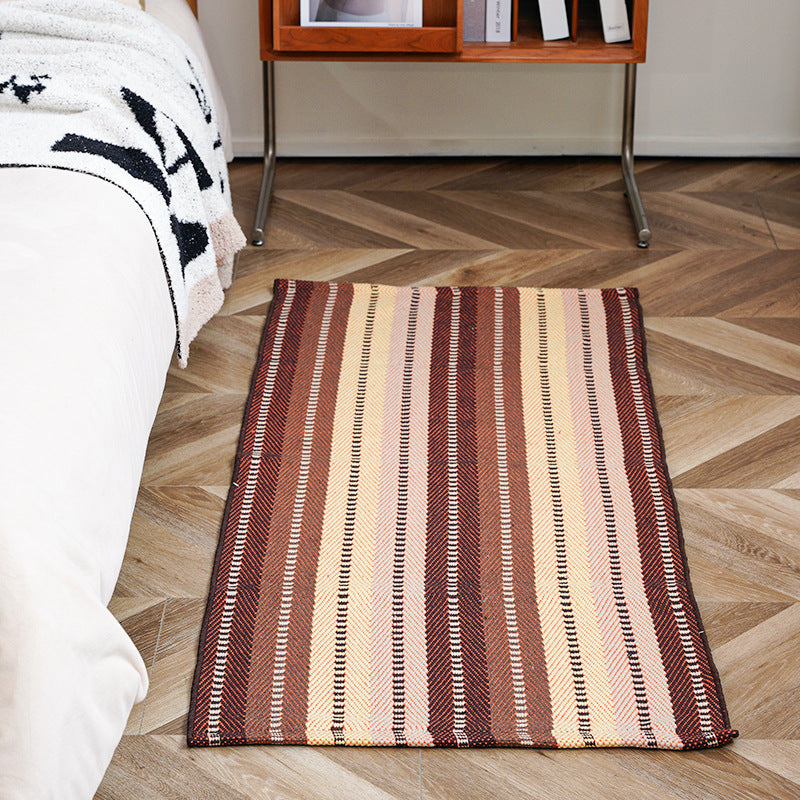 Flat-woven runner rug with check pattern and decorative border stripe Stornfield