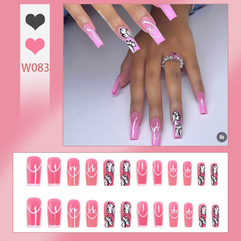 Creative nail art set with floral and graphic designs Stornfield