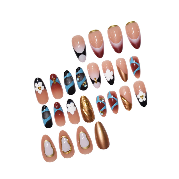Artistic 3D Floral Press-On Nail Design Stornfield