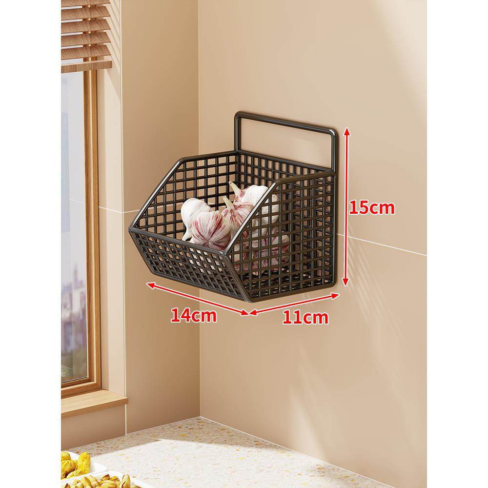 Wall-Mounted Dual-Tier Ventilated Kitchen Produce Storage Basket