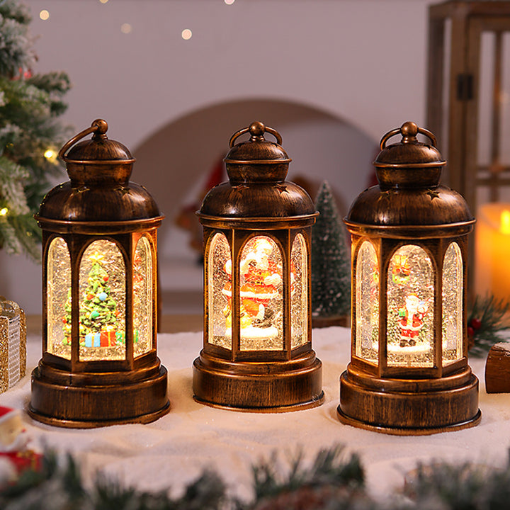 Illuminated Christmas lantern with Santa Claus scene Stornfield