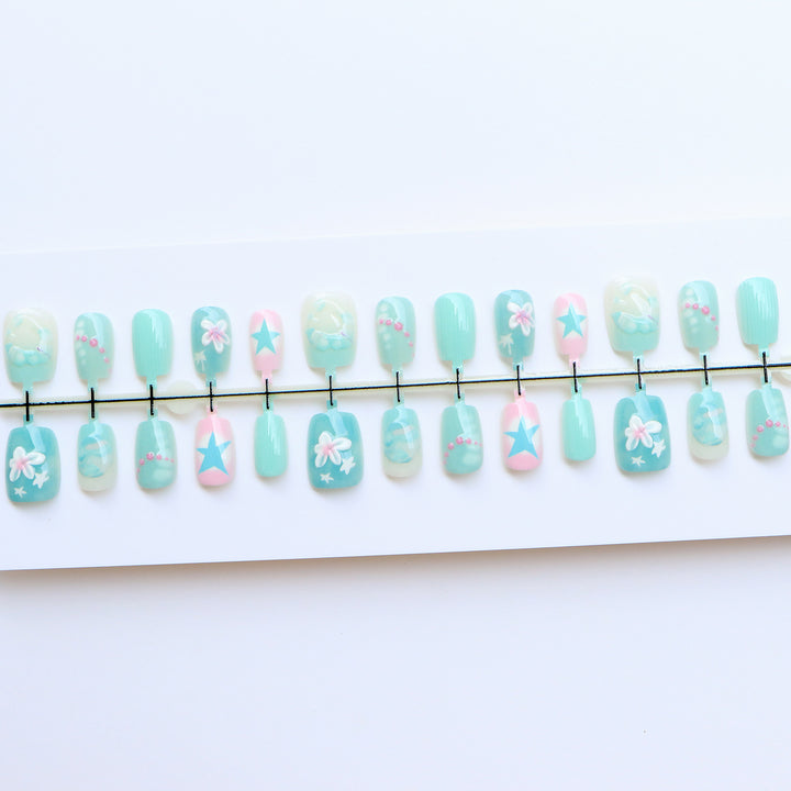 Mermaid-Inspired Decorative Press-On Nail Set Stornfield