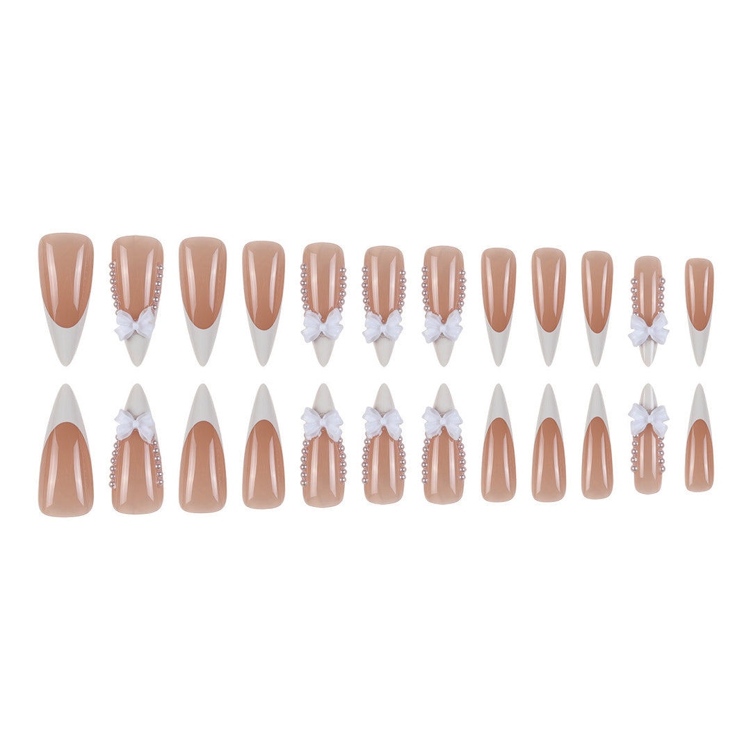 Stiletto Press-On Nails with Decorative Bow Accents Stornfield