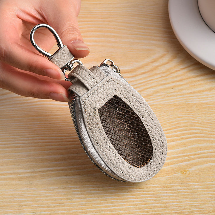 Textured Leather Coin Pouch with Clip Stornfield