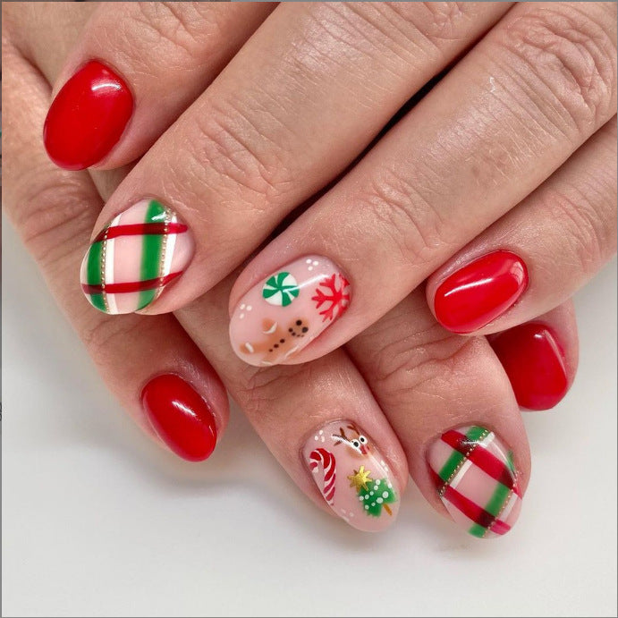 Festive Holiday-Themed Press-On Nail Set Stornfield