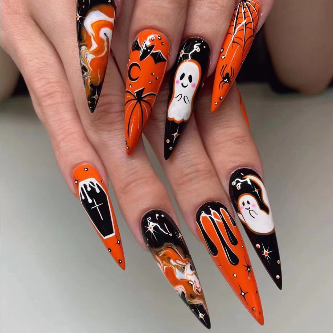 Halloween Themed Stiletto Press-On Nails Stornfield