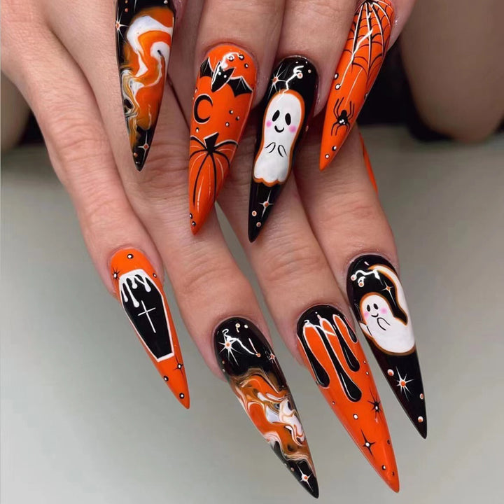 Halloween Themed Stiletto Press-On Nails Stornfield
