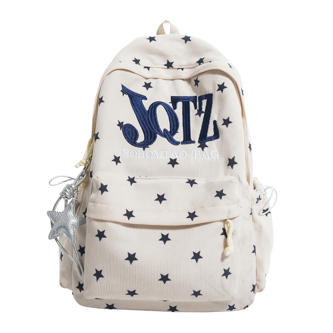 Stylish Star-Embellished Corduroy Backpack Stornfield