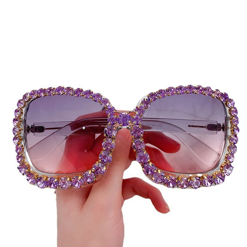 Glamorous Rhinestone-Embellished Oversized Sunglasses Stornfield