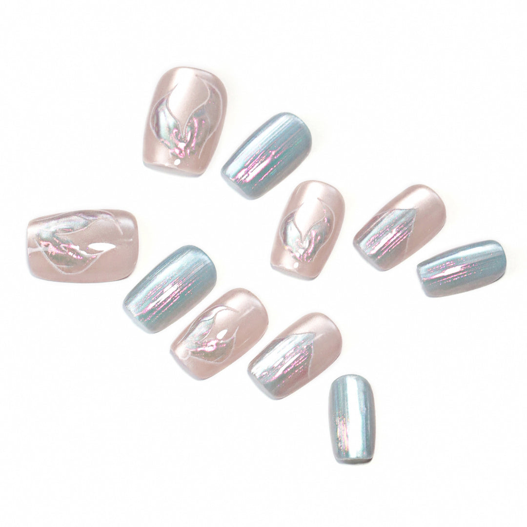 Artistic Nail Tips with Floral Design Stornfield