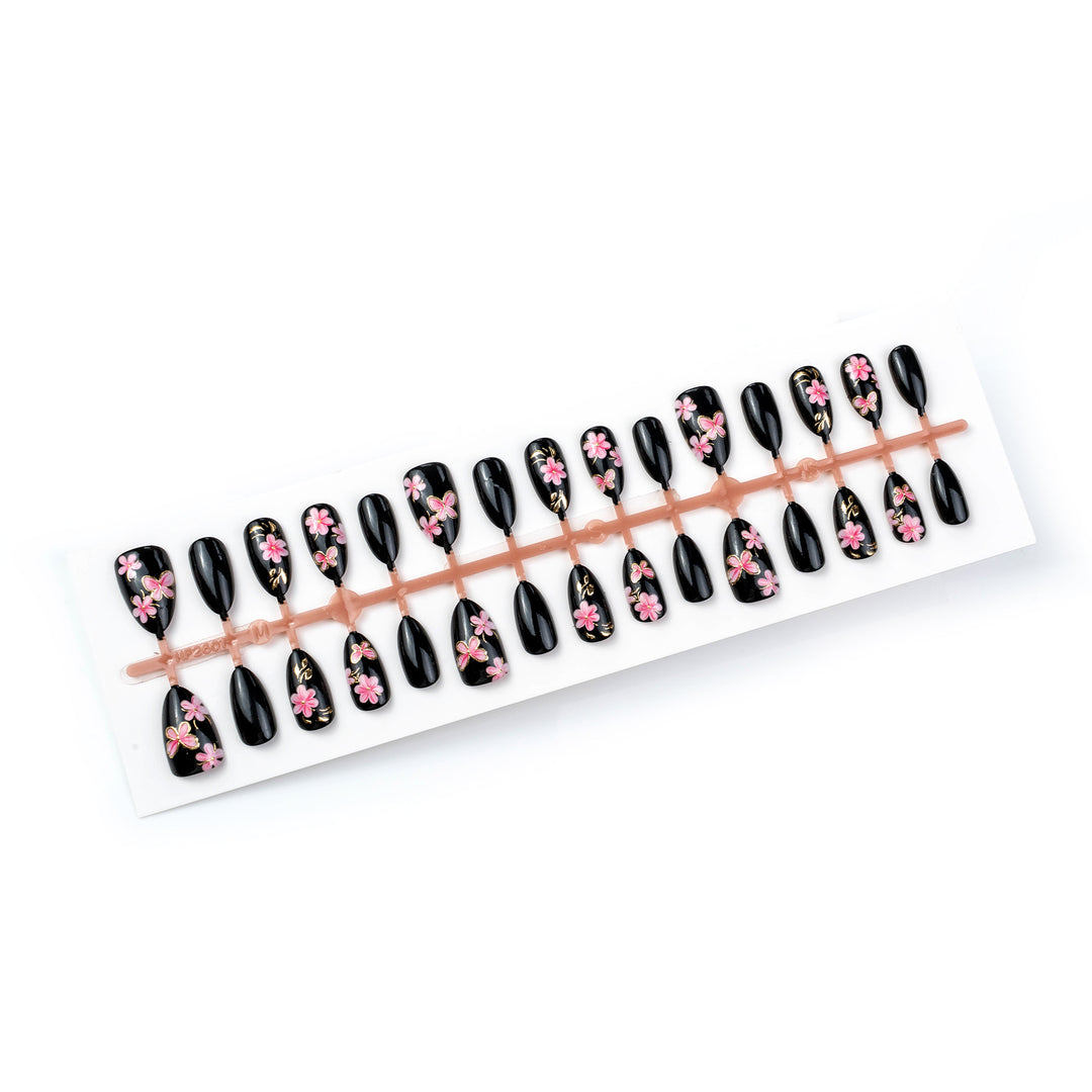 Artistic Floral-Embellished Press-On Nail Art Stornfield