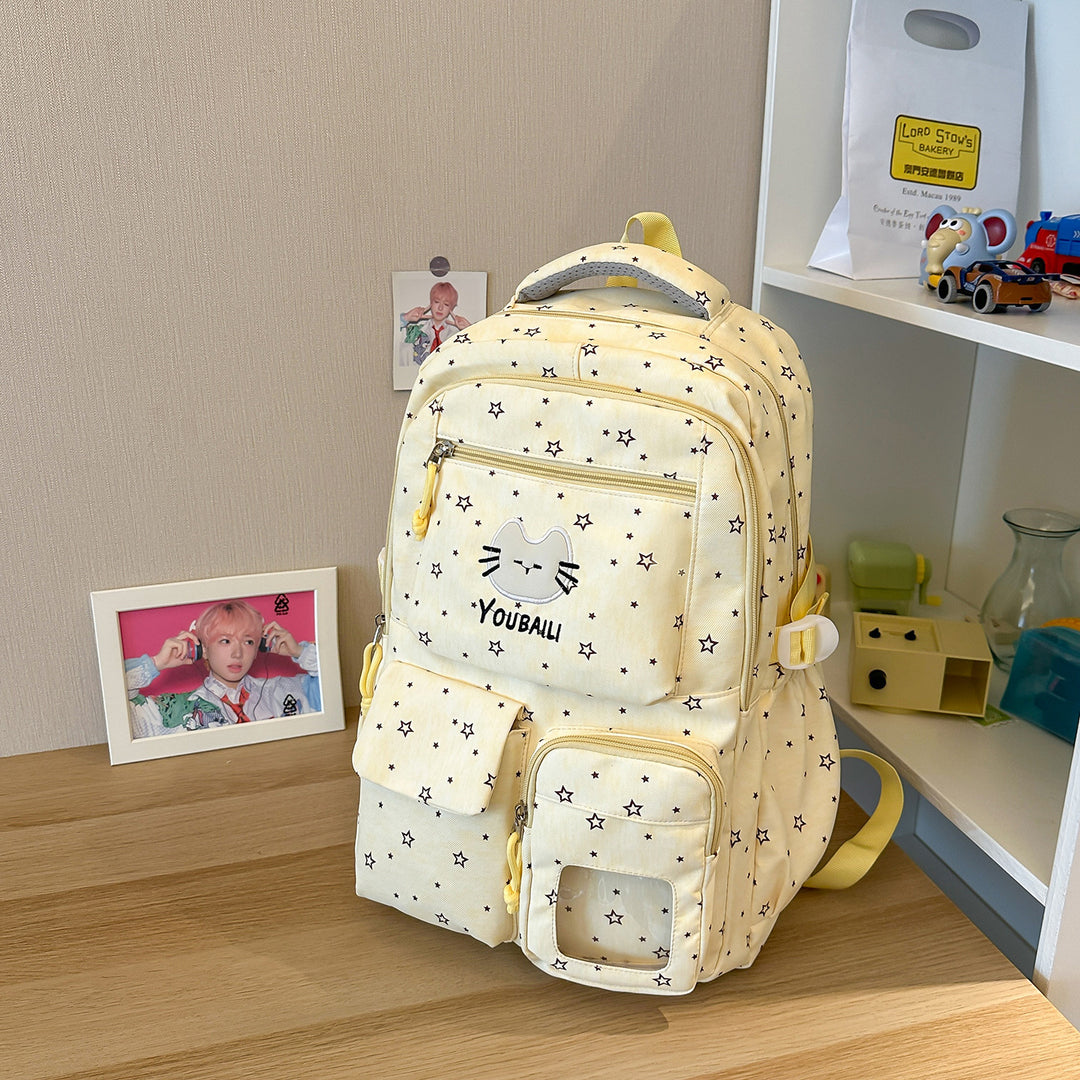 Playful Cat-Print School Backpack Stornfield