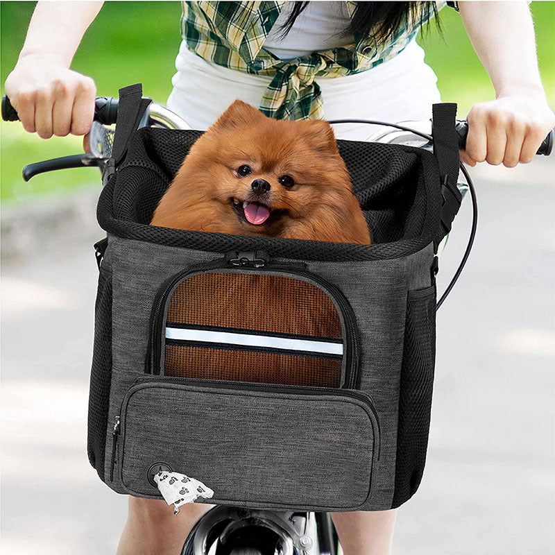 convertible front-mount pet transport backpack with reinforced base, breathable mesh canopy, padded straps and detachable shoulder sling Stornfield