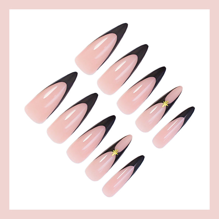 Artificial nail set with elegant lace design and glitter details Stornfield
