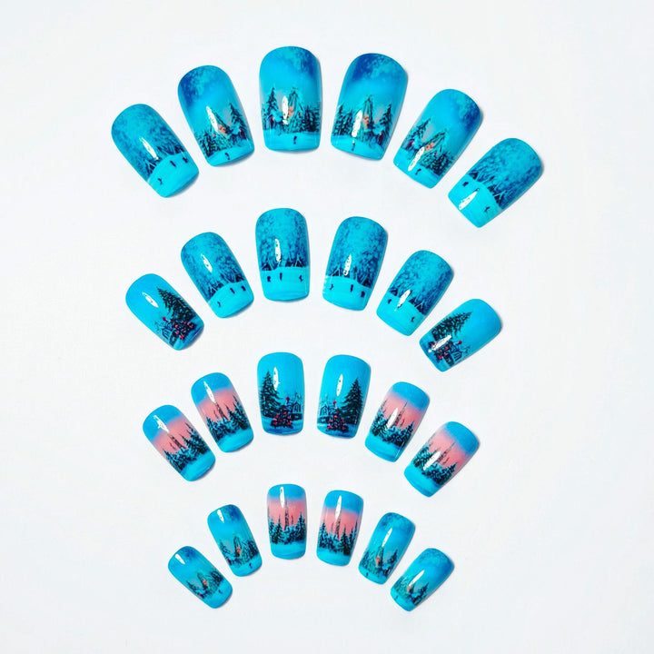 Artificial nails with festive winter landscape design Stornfield