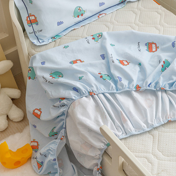 Toddler Breathable Cotton Percale Bunny Print Bed Linen Set