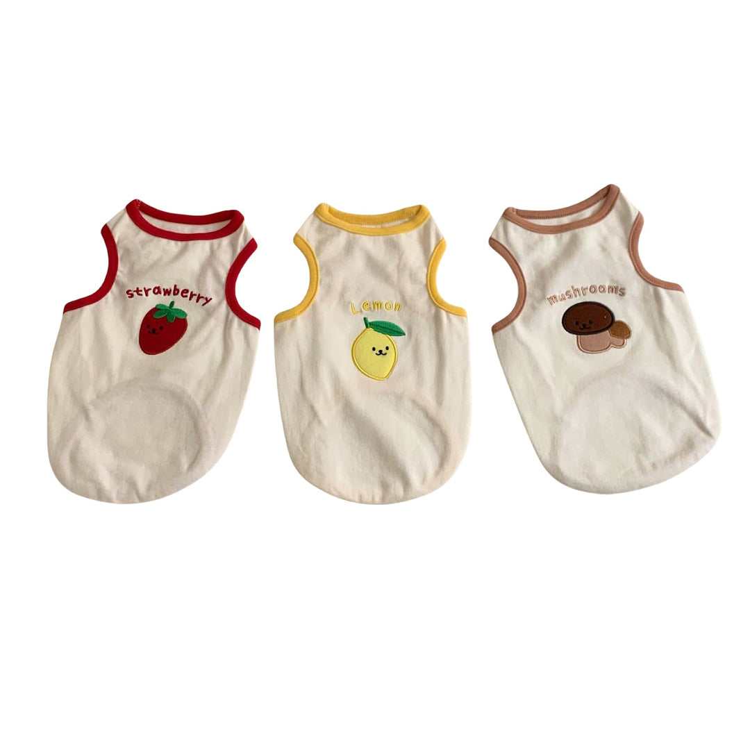 Cotton Stretch Pet Tank Top with Mushroom Applique