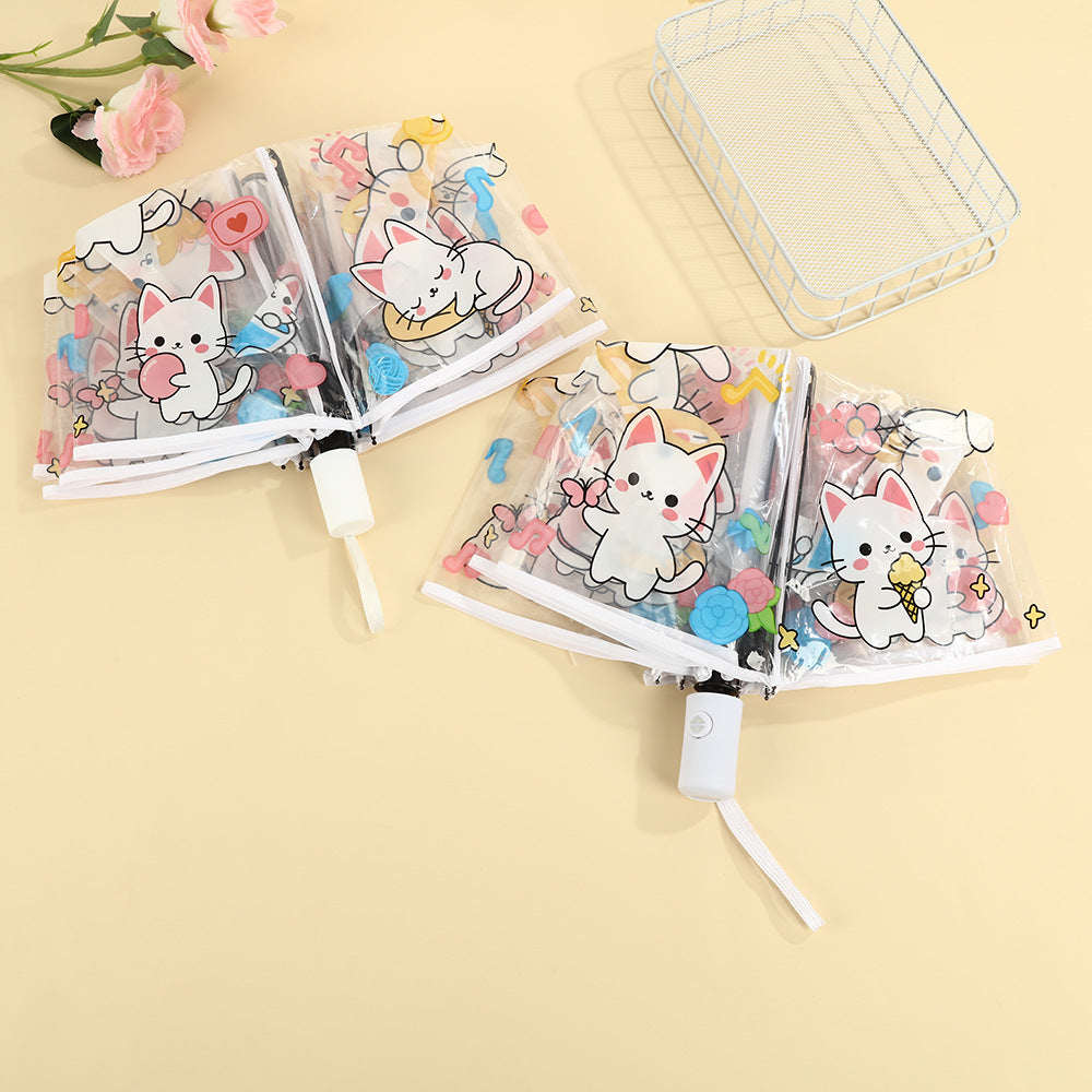 Women's transparent zipper pouch with cute cat designs Stornfield