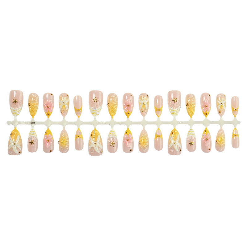 Artificial nail set with floral and maritime accents Stornfield