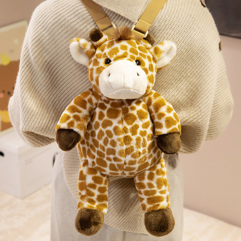 Plush Deer-Shaped Backpack with Adjustable Straps and Zippered Compartment Stornfield