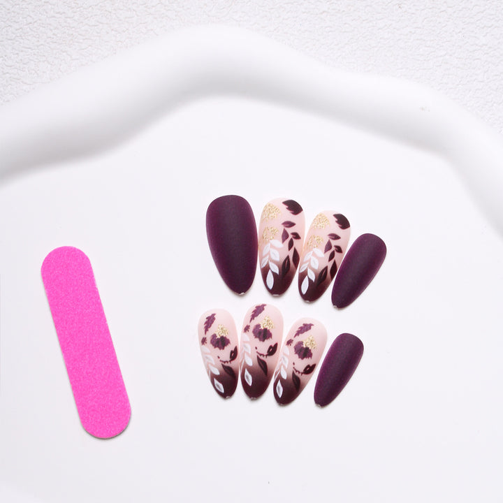 Elegant Floral Press-On Nail Set Stornfield