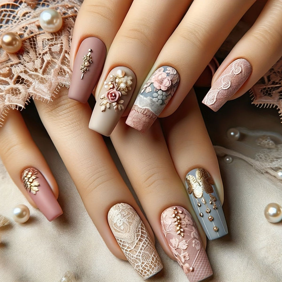 Floral Art Acrylic Nail Set Stornfield