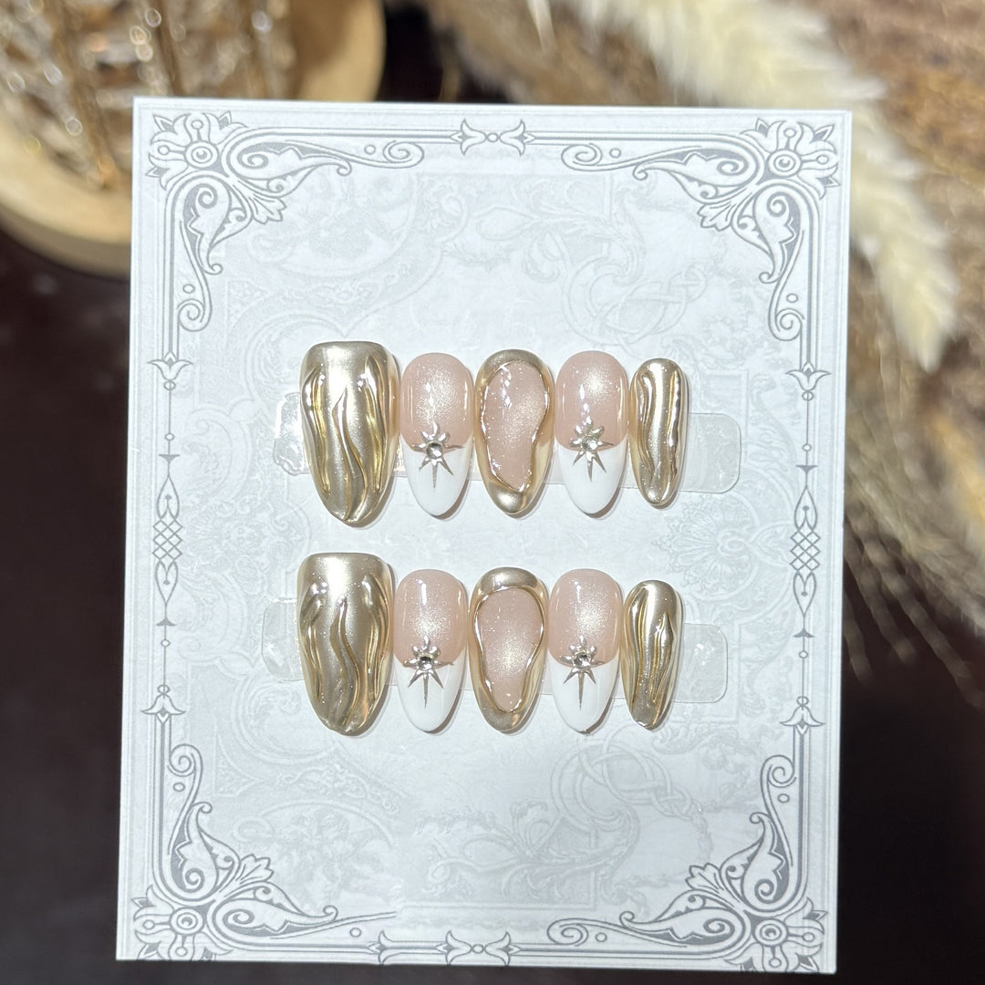 Decorative Press-On Nail Set with Celestial Accents Stornfield