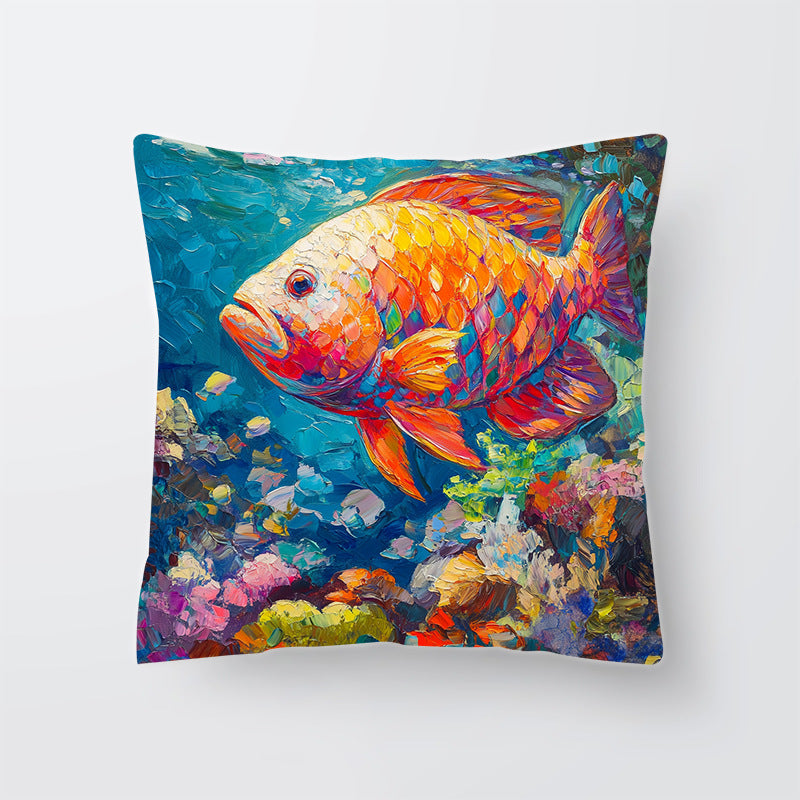 Artistic Marine Life Decorative Cushion