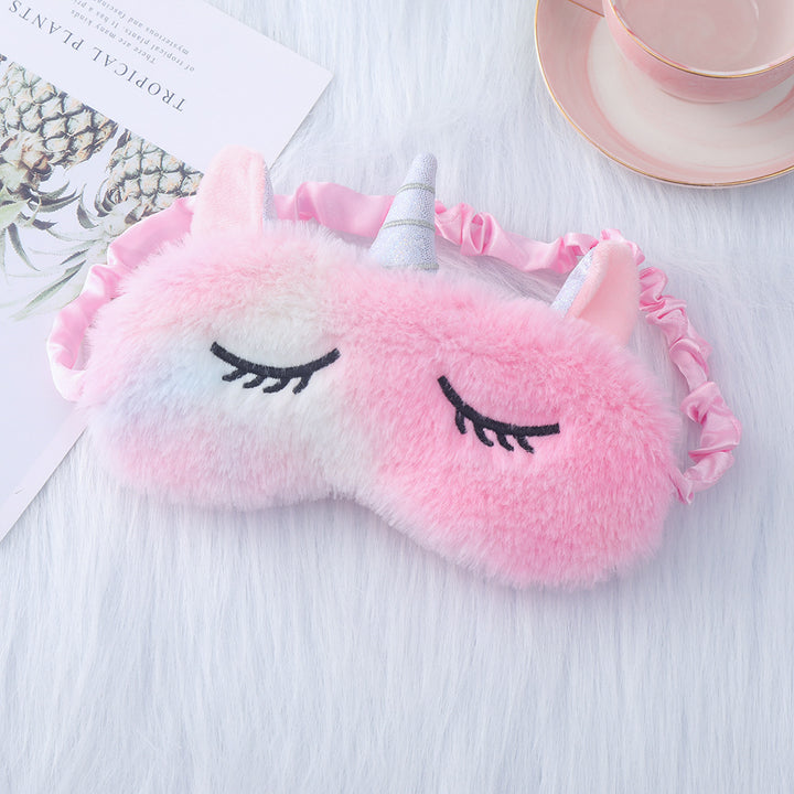Ladies nan cozy unicorn sleep mask with embroidered eyelashes, soft plush and elastic ruffled ribbon Stornfield