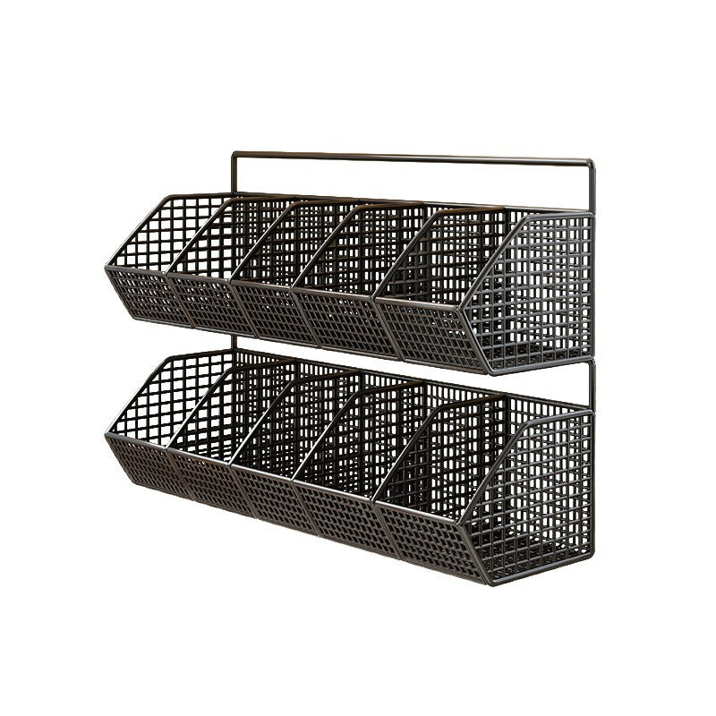 Wall-Mounted Dual-Tier Ventilated Kitchen Produce Storage Basket