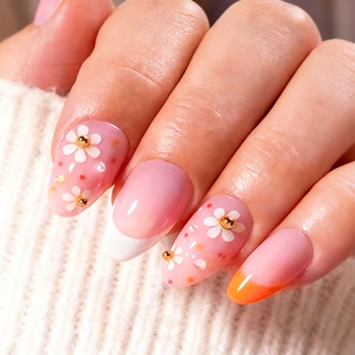 Artistic Floral-Embellished Press-On Nail Set Stornfield