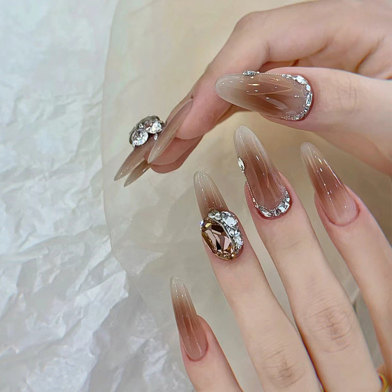 Elegant Press-On Nails with Crystal Accents Stornfield
