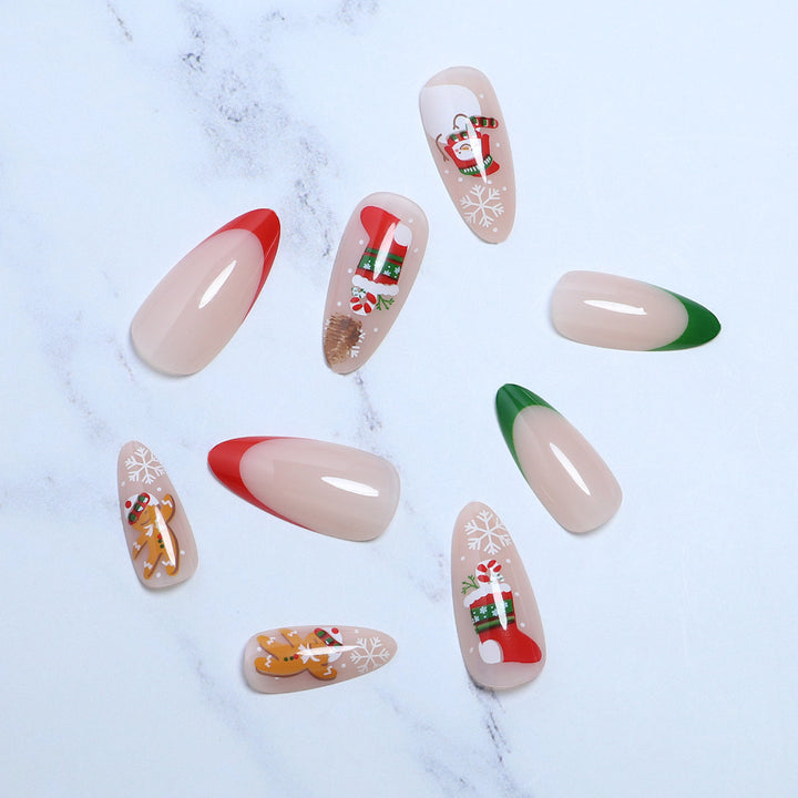 Festive Holiday-Themed Press-On Nails Stornfield