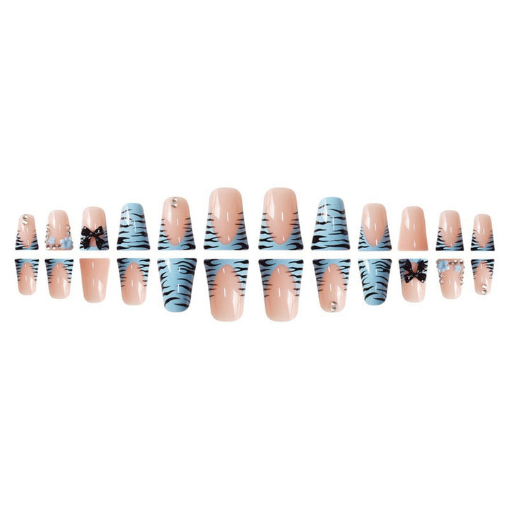 Decorative Press-On Nail Art Set with Bow and Gem Accents Stornfield
