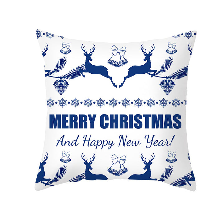 Festive Santa Silhouette Square Cushion Cover with Snowflake Border and Concealed Zipper