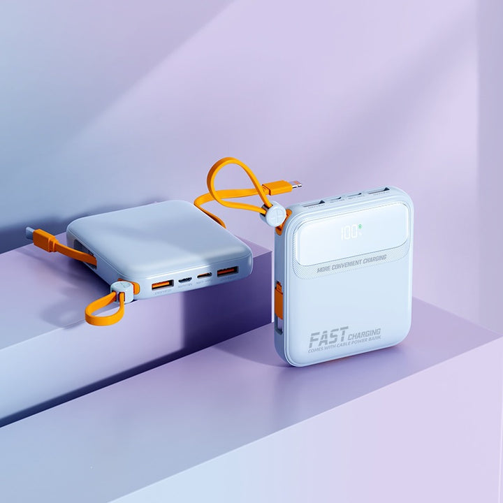 Portable power bank with integrated charging cable and digital display Stornfield