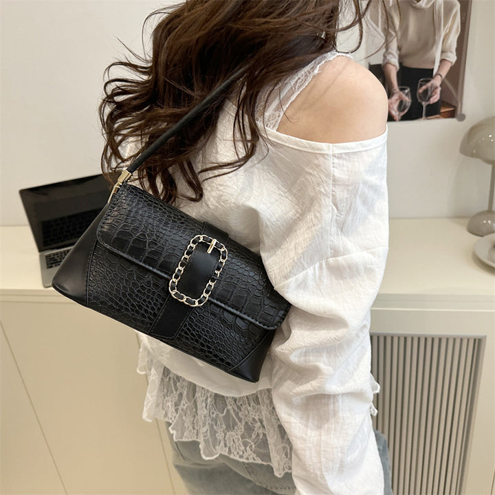 Crocodile Patterned Chain Strap Handbag Stornfield