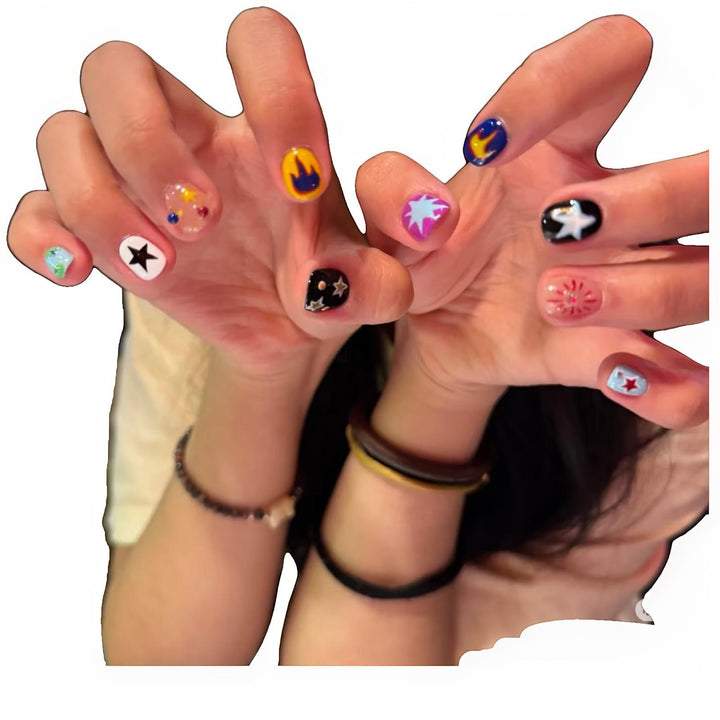 Cosmic-Themed Press-On Nail Art Set Stornfield