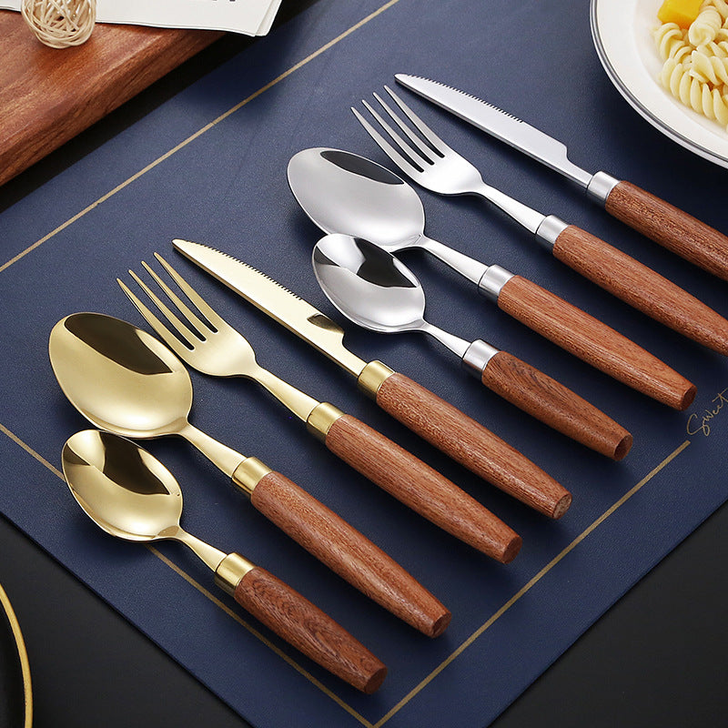 Elegant dessert spoon with ergonomic wooden handle Stornfield