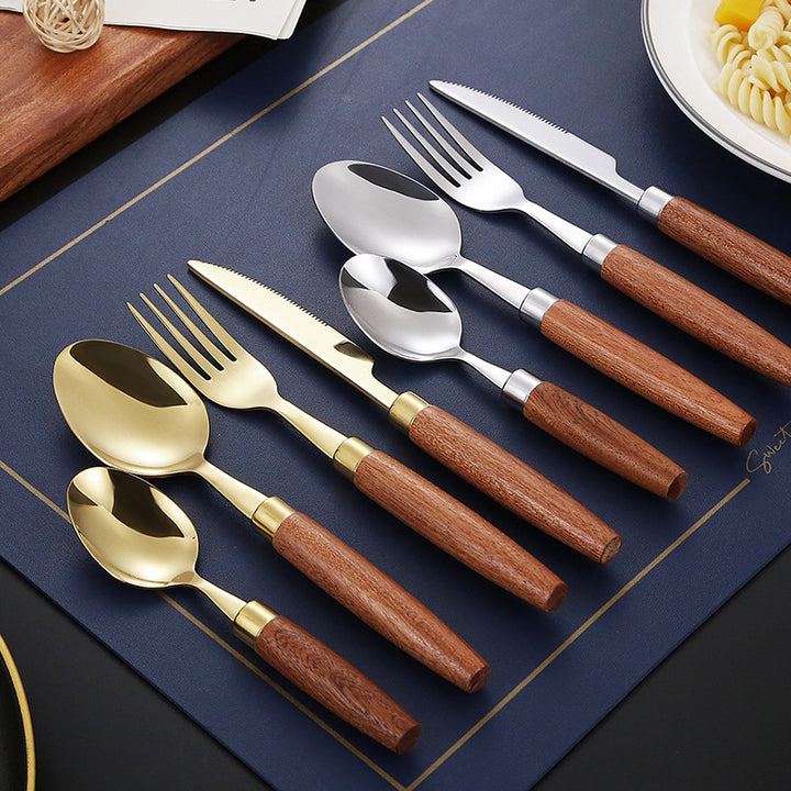 Elegant dessert spoon with ergonomic wooden handle Stornfield