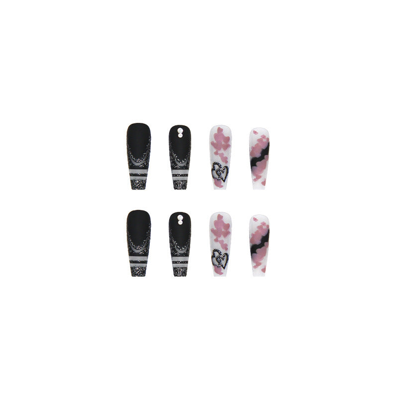 Artificial nail set with creative 3D elements and sparkling accents Stornfield