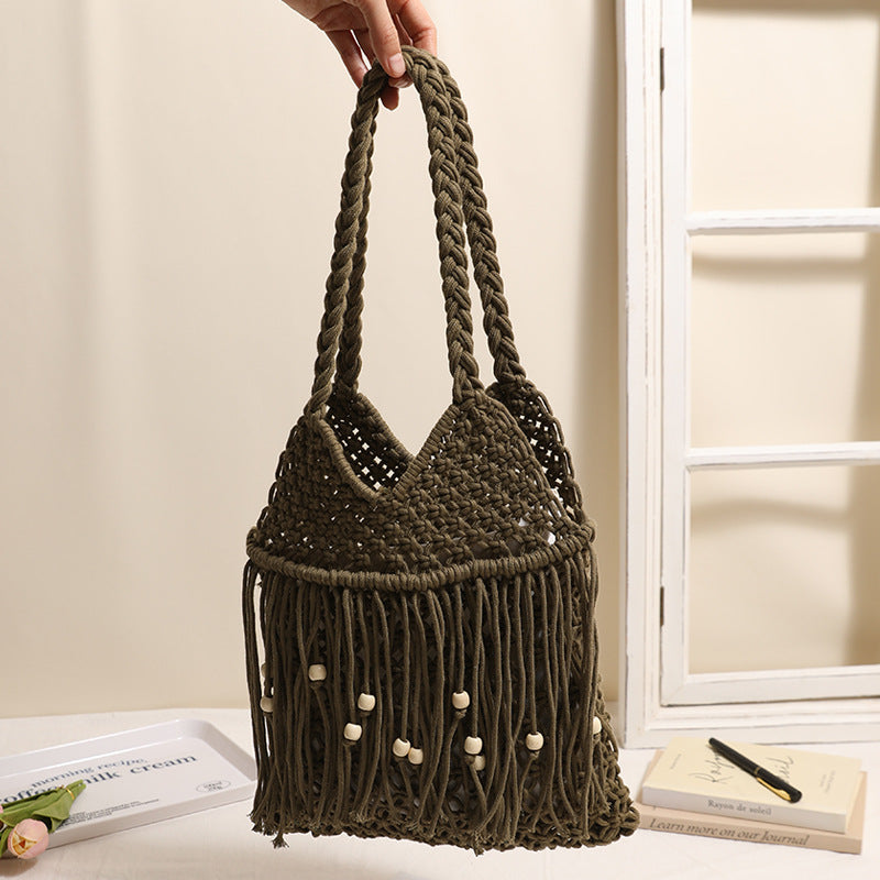 Crocheted beach bag with fringe details Stornfield