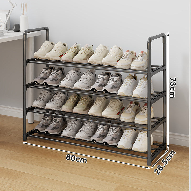 Multi-Tier Tall Steel Shoe Rack Organizer with Adjustable Shelves and Non-Slip Slats