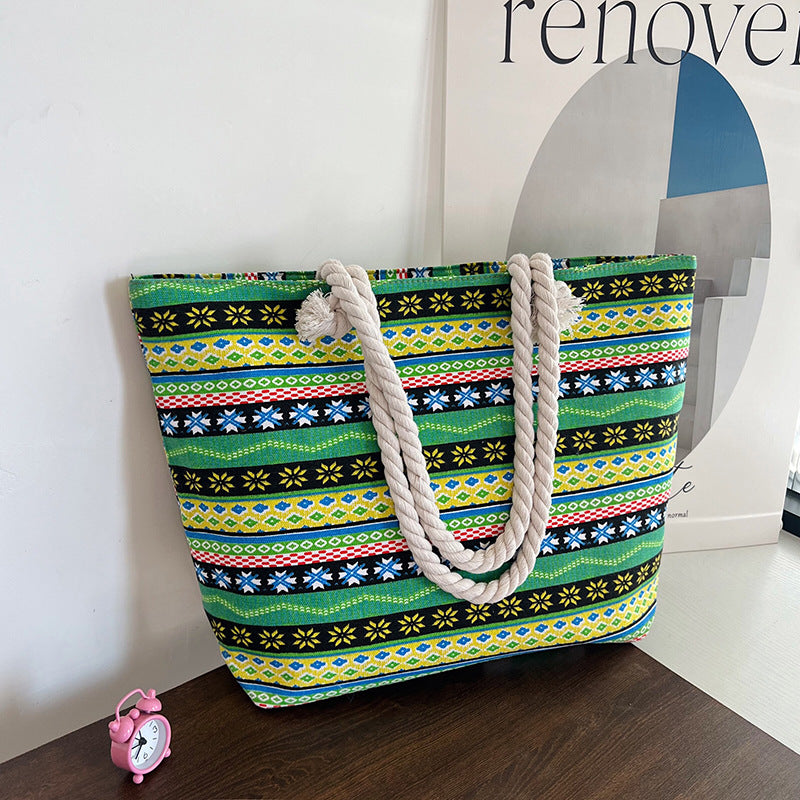 Striped Canvas Beach Tote