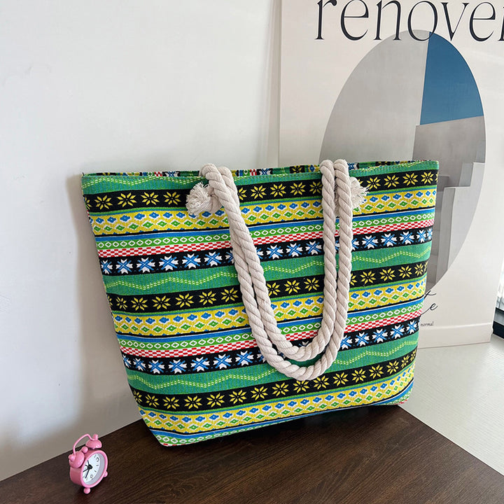Striped Canvas Beach Tote