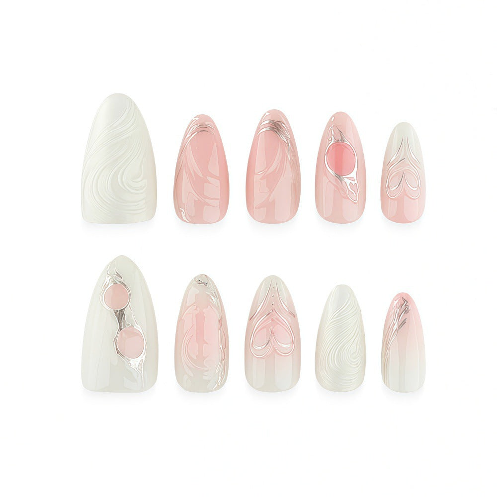 Elegant Artificial Nail Set with Romantic Design Stornfield