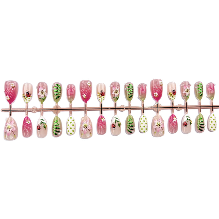Artistic Floral-Decorated Press-On Nail Set